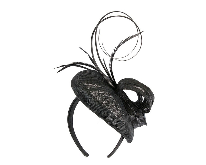 BLack sinamay pillbox fascinator by Max Alexander - Hats From OZ