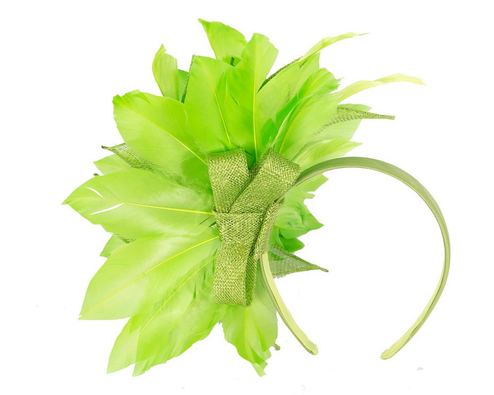 Green feathers flower fascinator by Max Alexander - Hats From OZ