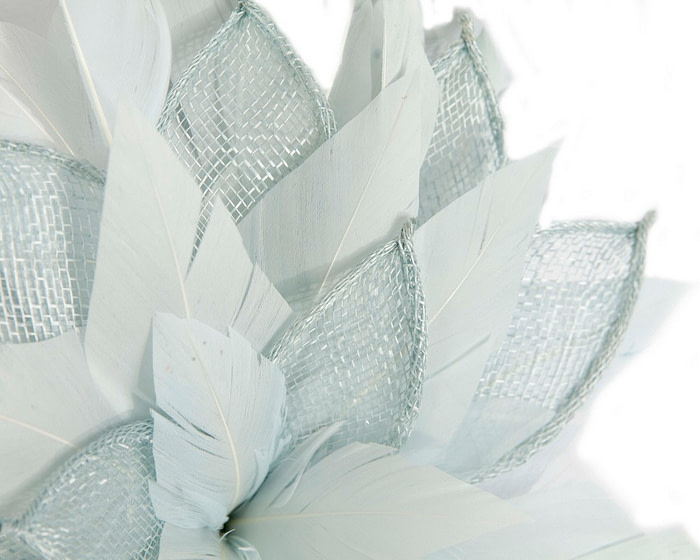 Light blue feathers flower fascinator by Max Alexander - Hats From OZ