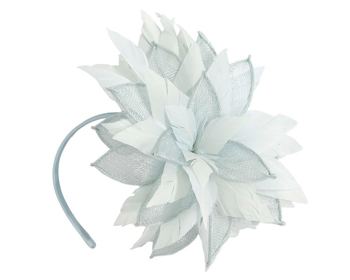 Light blue feathers flower fascinator by Max Alexander - Hats From OZ