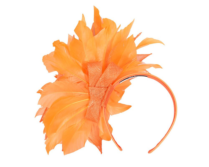 Orange feathers flower fascinator by Max Alexander - Hats From OZ