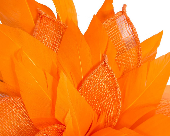 Orange feathers flower fascinator by Max Alexander - Hats From OZ