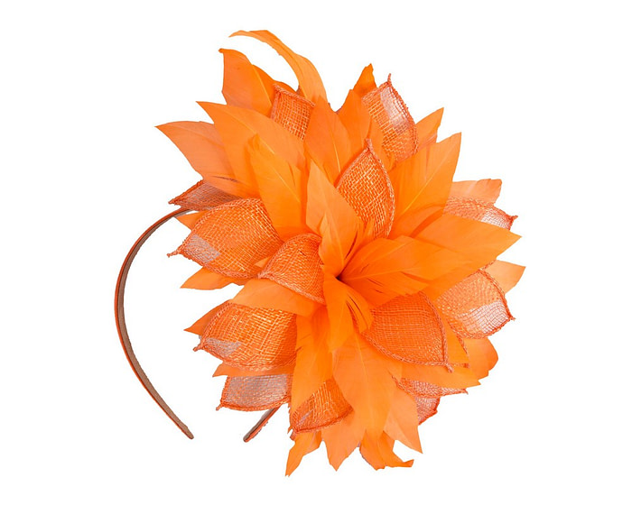 Orange feathers flower fascinator by Max Alexander - Hats From OZ