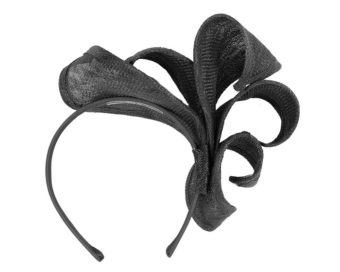 Black sinamay flames racing fascinator by Max Alexander - Hats From OZ