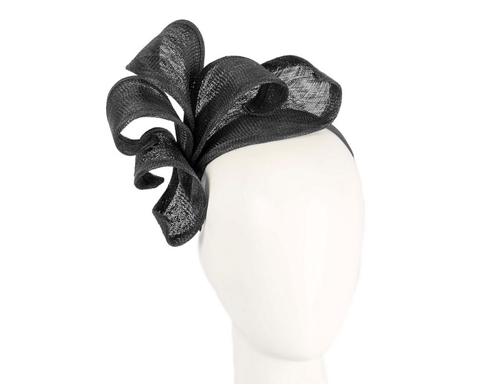 Black sinamay flames racing fascinator by Max Alexander - Hats From OZ