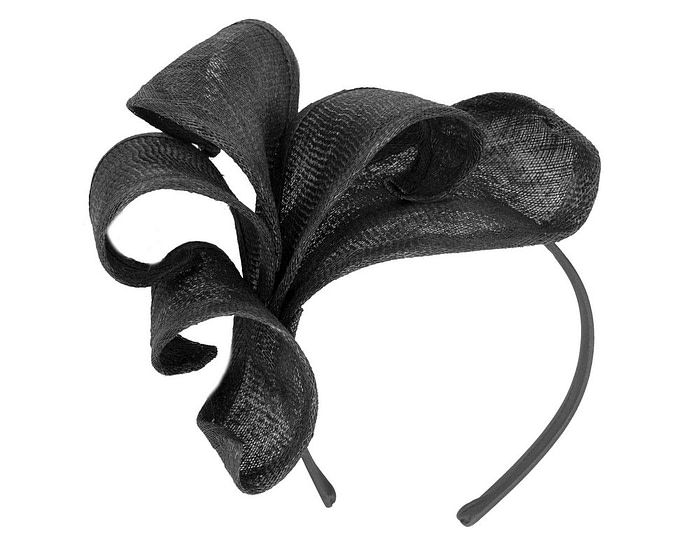 Black sinamay flames racing fascinator by Max Alexander - Hats From OZ