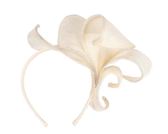 Cream sinamay flames racing fascinator by Max Alexander - Hats From OZ