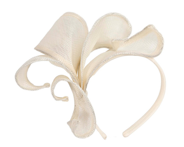 Cream sinamay flames racing fascinator by Max Alexander - Hats From OZ