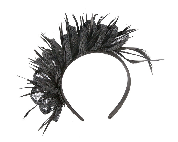 Max Alexander black sinamay & feathers fascinator - Hats From OZ