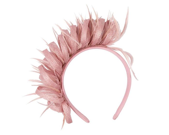 Max Alexander dusty pink sinamay & feathers fascinator - Hats From OZ