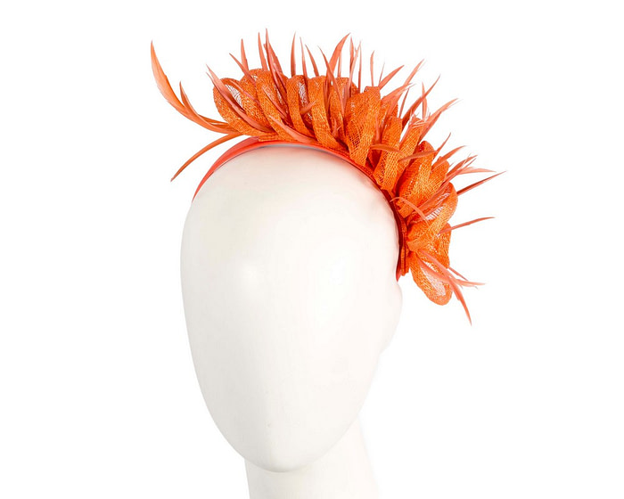 Max Alexander orange sinamay & feathers fascinator - Hats From OZ