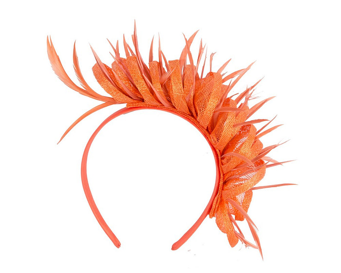 Max Alexander orange sinamay & feathers fascinator - Hats From OZ