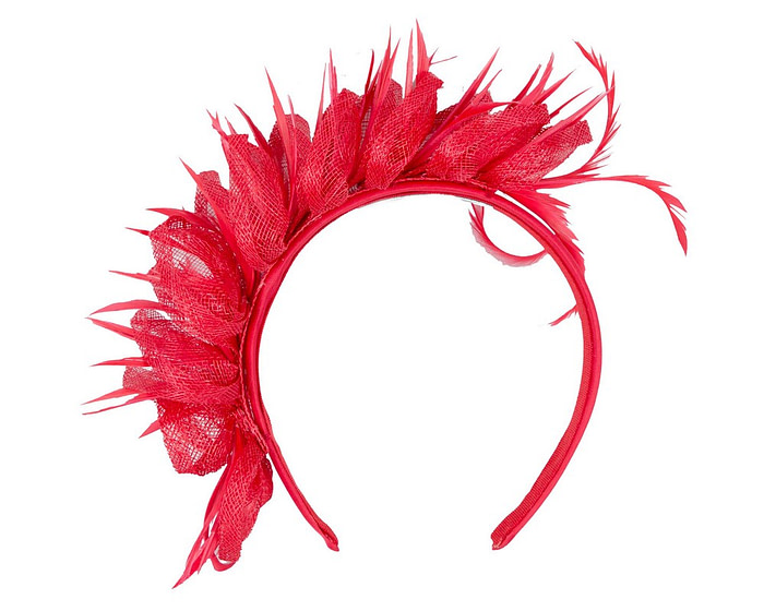 Max Alexander red sinamay & feathers fascinator - Hats From OZ