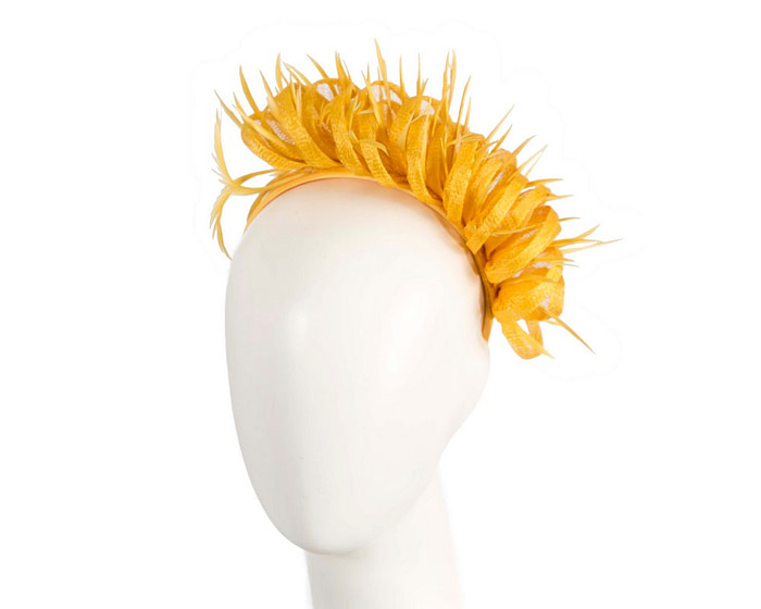 Max Alexander yellow sinamay & feathers fascinator - Hats From OZ