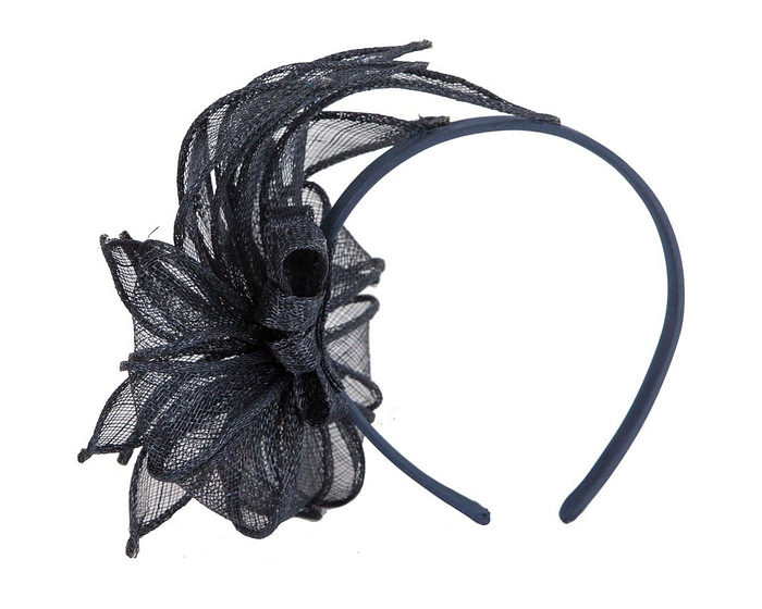 Navy sinamay flower fascinator by Max Alexander - Hats From OZ