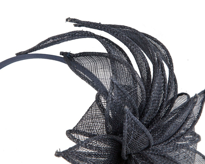 Navy sinamay flower fascinator by Max Alexander - Hats From OZ