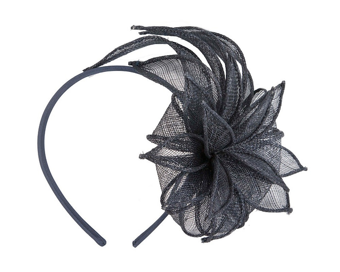 Navy sinamay flower fascinator by Max Alexander - Hats From OZ