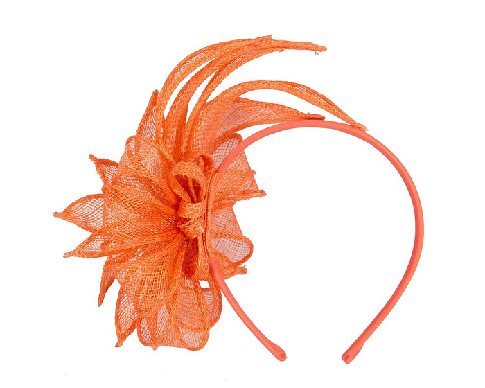 Orange sinamay flower fascinator by Max Alexander - Hats From OZ