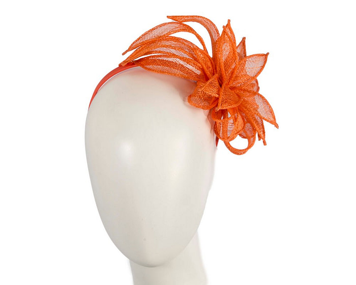 Orange sinamay flower fascinator by Max Alexander - Hats From OZ