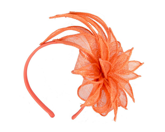 Orange sinamay flower fascinator by Max Alexander - Hats From OZ