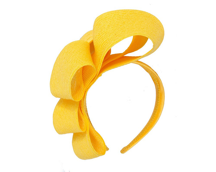 Large yellow loops racing fascinator by Max Alexander - Hats From OZ