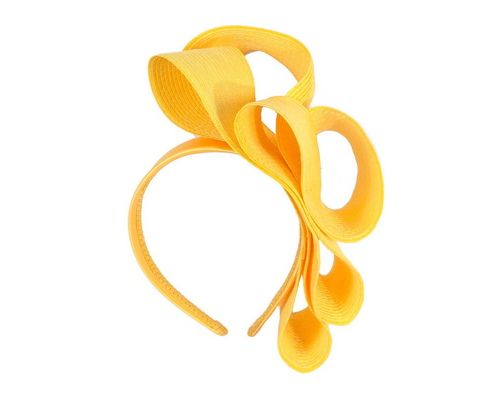 Large yellow loops racing fascinator by Max Alexander - Hats From OZ