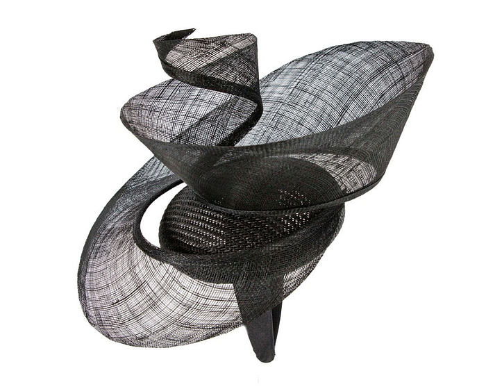 Bespoke black sinamay fascinator by Fillies Collection - Hats From OZ