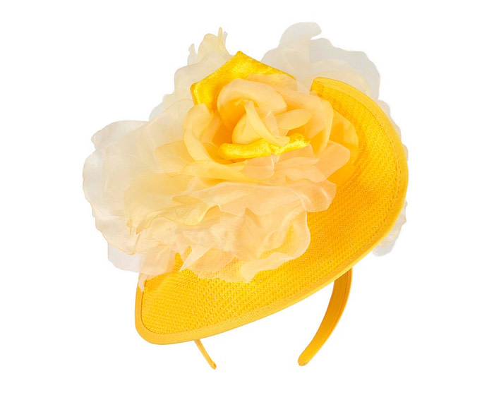 Exclusive yellow fascinator with flower by Fillies Collection - Hats From OZ