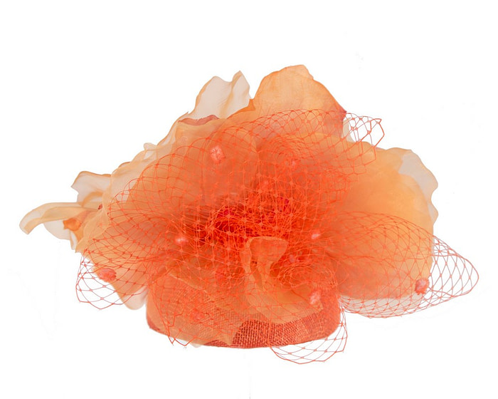 Orange flower pillbox fascinator by Fillies Collection - Hats From OZ