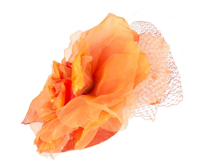 Orange flower pillbox fascinator by Fillies Collection - Hats From OZ