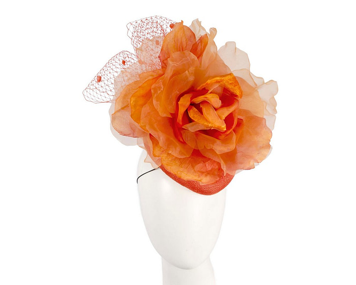 Orange flower pillbox fascinator by Fillies Collection - Hats From OZ