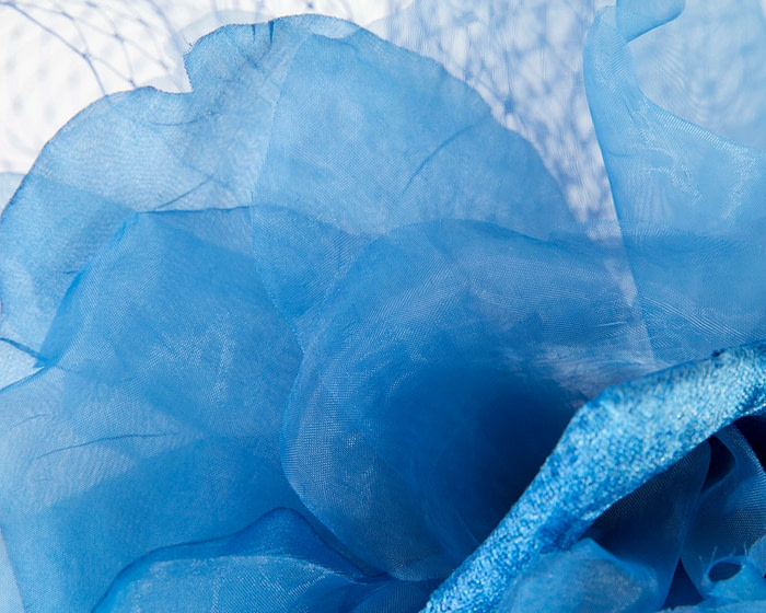 Royal Blue flower pillbox fascinator by Fillies Collection - Hats From OZ