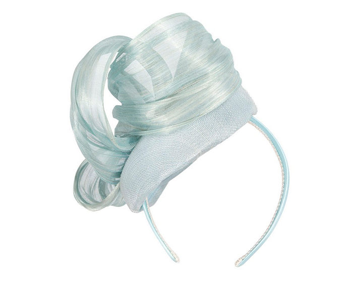 Light Blue pillbox fascinator with silk abaca bow by Fillies Collection - Hats From OZ