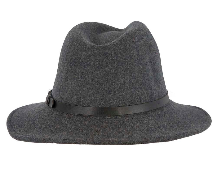 Unisex Dark Grey Fedora Felt Wide Brim Foldable Hat - Hats From OZ