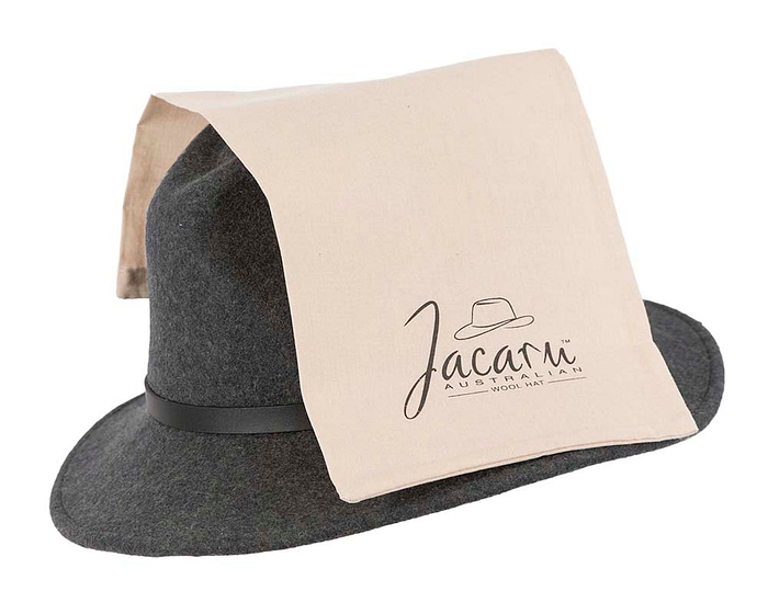 Unisex Dark Grey Fedora Felt Wide Brim Foldable Hat - Hats From OZ