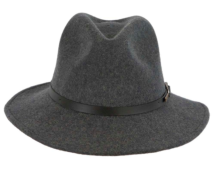 Unisex Dark Grey Fedora Felt Wide Brim Foldable Hat - Hats From OZ