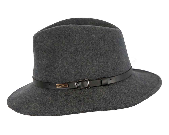 Unisex Dark Grey Fedora Felt Wide Brim Foldable Hat - Hats From OZ