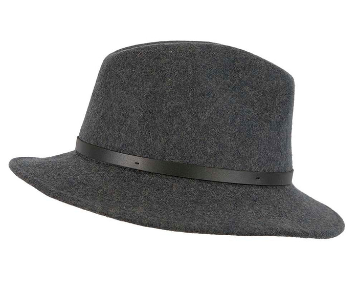 Unisex Dark Grey Fedora Felt Wide Brim Foldable Hat - Hats From OZ