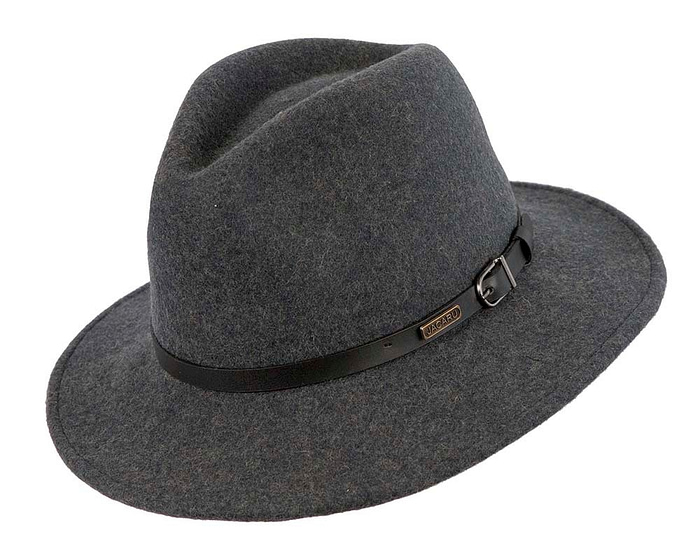 Unisex Dark Grey Fedora Felt Wide Brim Foldable Hat - Hats From OZ