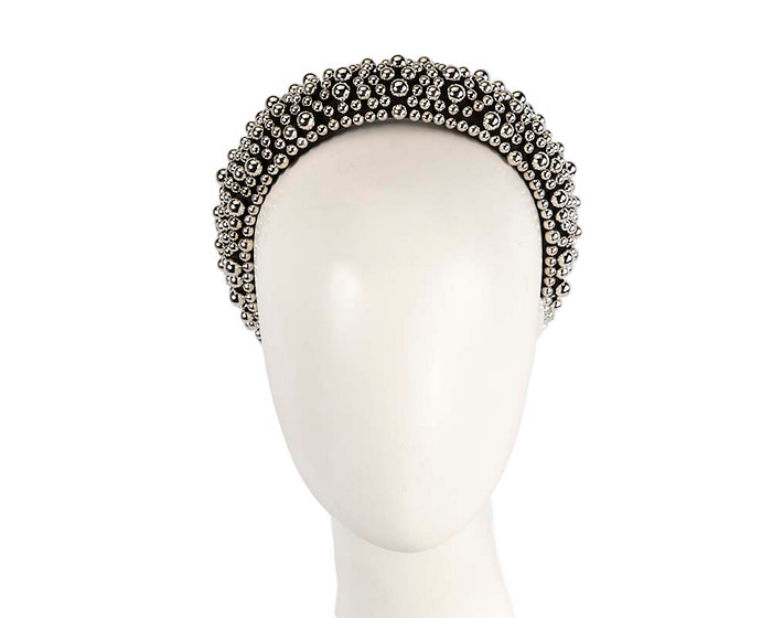 Black chrome pearl fascinator headband by Cupids Millinery - Hats From OZ