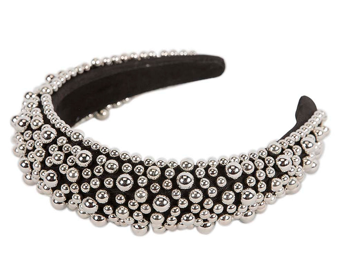 Black chrome pearl fascinator headband by Cupids Millinery - Hats From OZ