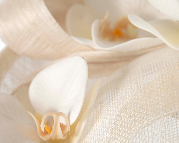 Large ivory cream fascinator with orchid flowers - Hats From OZ