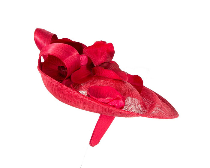 Large red fascinator with orchid flowers - Hats From OZ