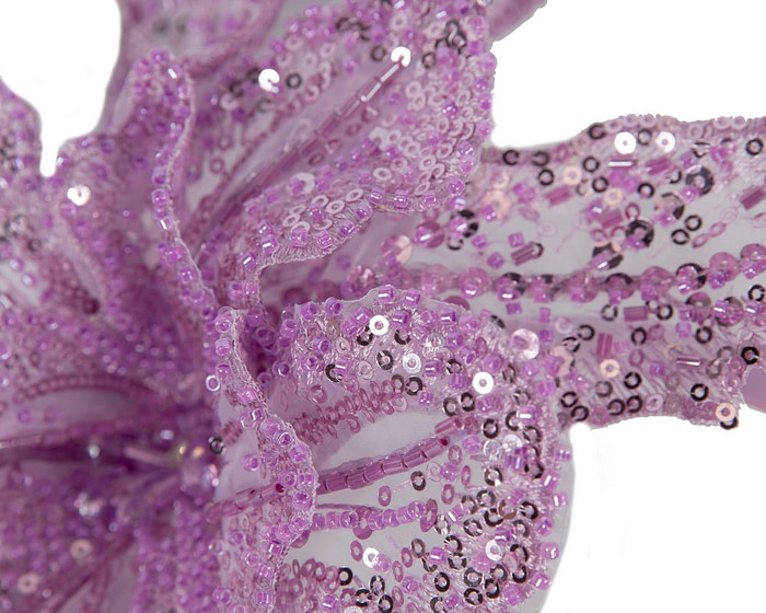 Shiny lilac lace fascinator by Cupids Millinery - Hats From OZ