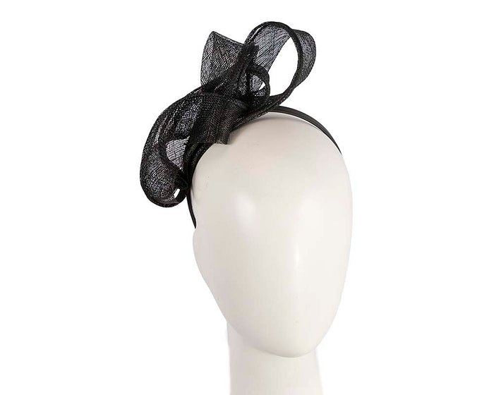 Pleated black fascinator - Hats From OZ