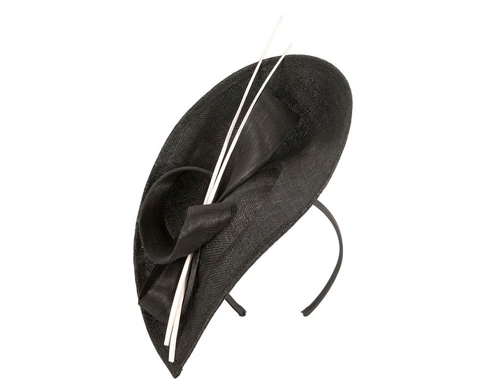 Large black & white sinamay fascinator by Max Alexander - Hats From OZ