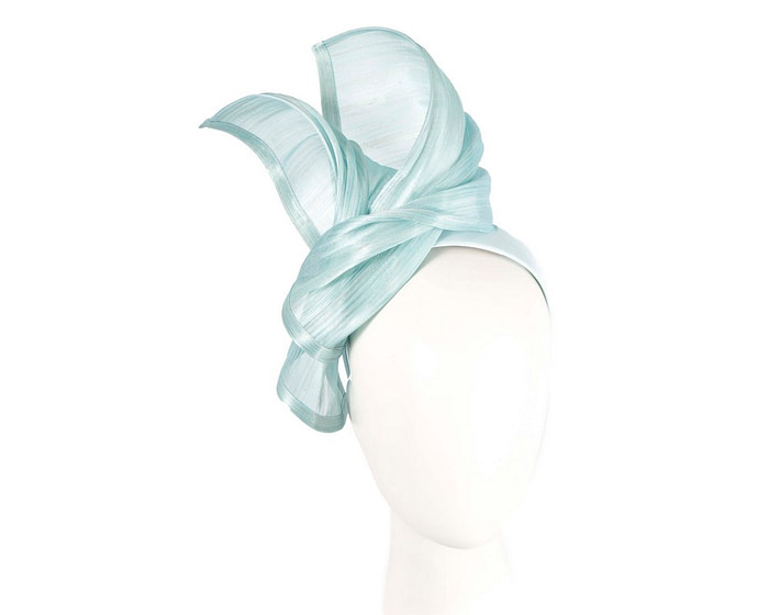 Bespoke light blue silk abaca racing fascinator by Fillies Collection - Hats From OZ