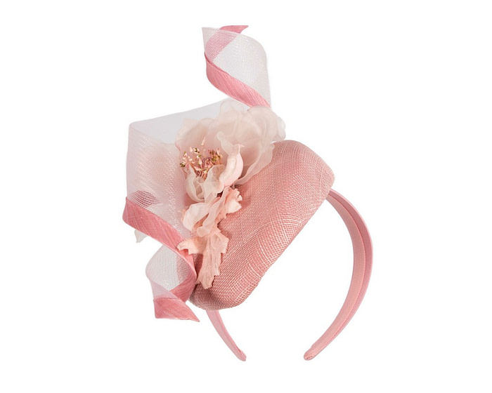 Pink pillbox fascinator with flower by Fillies Collection - Hats From OZ