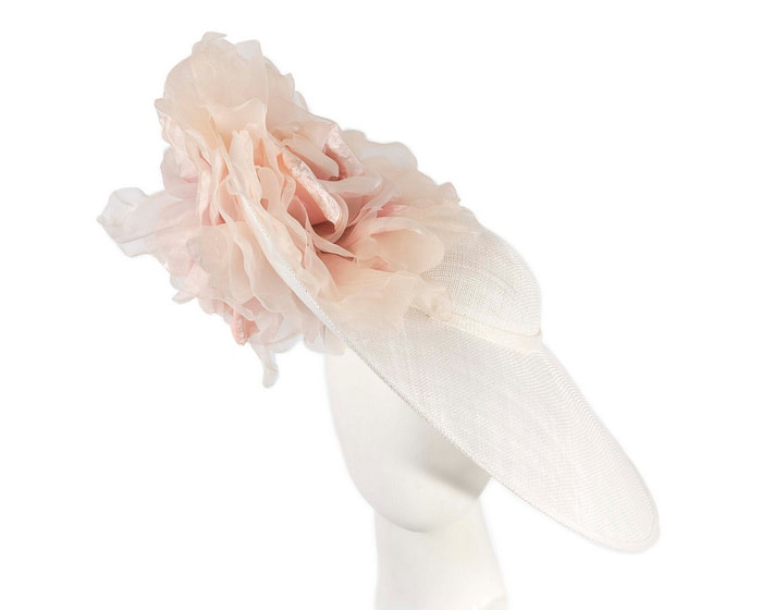 Large cream & pink racing fascinator hat by Fillies Collection - Hats From OZ