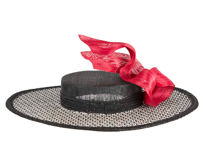 Exclusive black, white & red boater hat by Beleivera - Hats From OZ